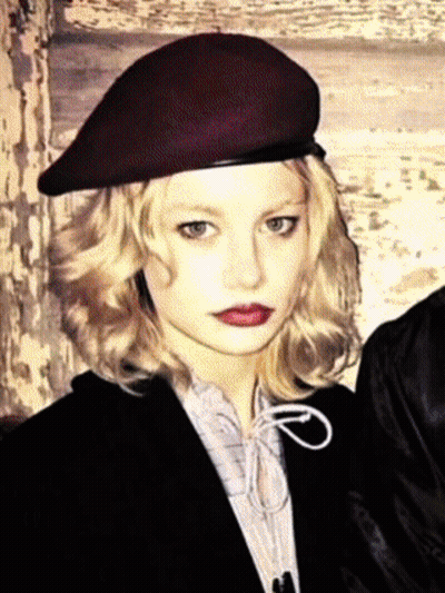 Blonde Woman in Beret and Jacket