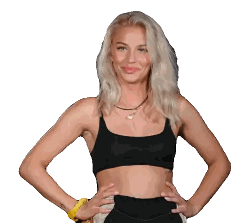 Blonde Woman In Black Crop Top And Pants Sticker