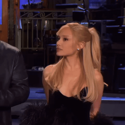 Blonde Woman In Black Dress GIF