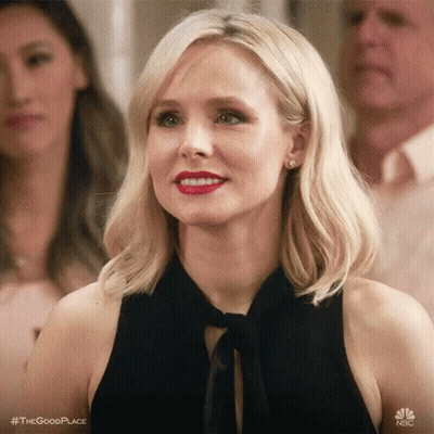 Blonde Woman In Black Dress With Red Lipstick GIF