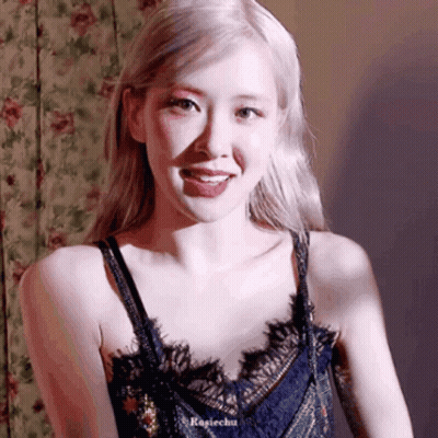 Blonde Woman In Black Lace Top GIF