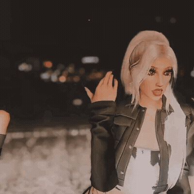 Blonde Woman In Black Leather Jacket GIF