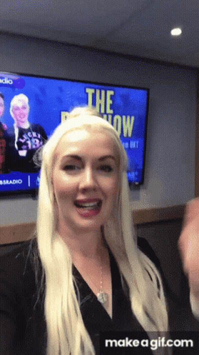 Blonde Woman In Front Of TV Saying The Show GIF