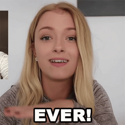 Blonde Woman in Gray Shirt Says Ever