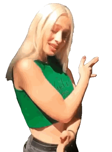 Blonde Woman In Green London Tank Top Sticker
