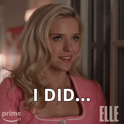 Blonde Woman In Pink Dress Says I Did GIF