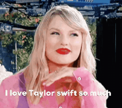 Blonde Woman In Pink Shirt With Red Lipstick GIF