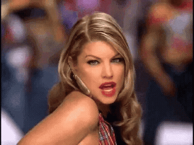 Blonde Woman In Red Lips Before Crowd GIF
