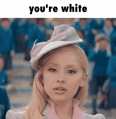 Blonde Woman In White Hat Saying You're White GIF