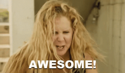 Blonde Woman Making Funny Face Says Awesome GIF