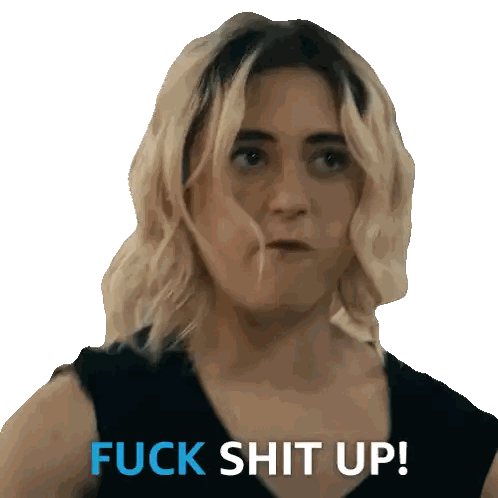 Blonde Woman Saying Fuck Shit Up Sticker
