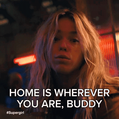 Blonde Woman Saying Home Is Wherever You Are Buddy GIF