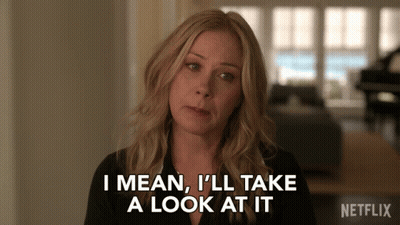 Blonde Woman Saying I Mean I'll Take A Look At It GIF