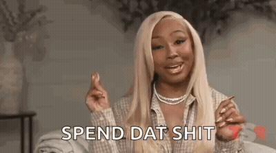 Blonde Woman Sitting On Couch Making Funny Face GIF