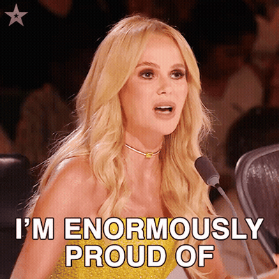 Blonde Woman Speaking Into Microphone I'm Enormously Proud Of GIF