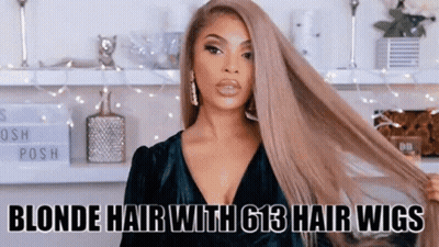 Blonde Woman With 613 Hair Wigs GIF