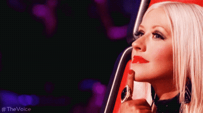 Blonde Woman With Red Lips Shushing GIF