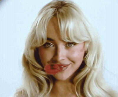Blonde Woman With Red Lipstick GIF