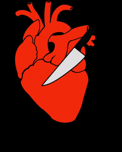 Blood Dripping Knife Stabbing Heart GIF