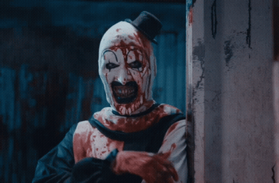 Bloody Clown With Top Hat Pointing Finger GIF