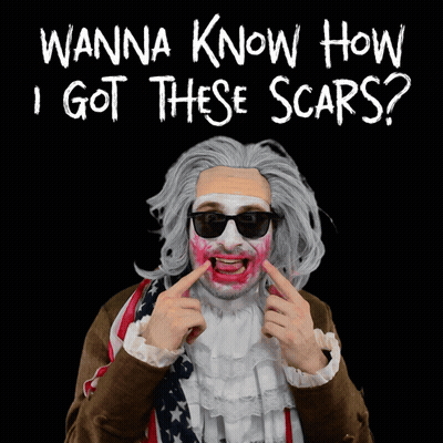Bloody Face Man Saying Wanna Know How I Got These Scars GIF