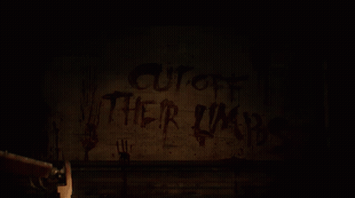 Bloody Sign Saying Cut Off Their Limbs GIF