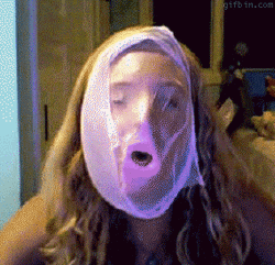 Blowing Bubble Gum In Reverse GIF