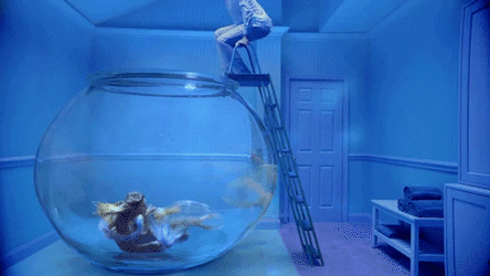 Blue Aesthetic Mermaid In Aquarium GIF