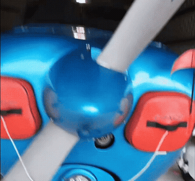 Blue Airplane With Propeller Close Up GIF