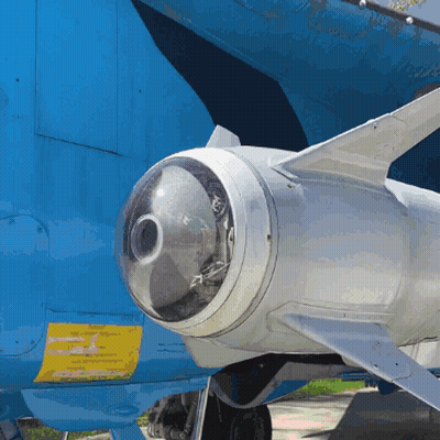 Blue Airplane With Warning Sticker GIF