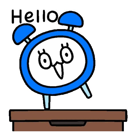 Blue Alarm Clock On Wooden Box Sticker