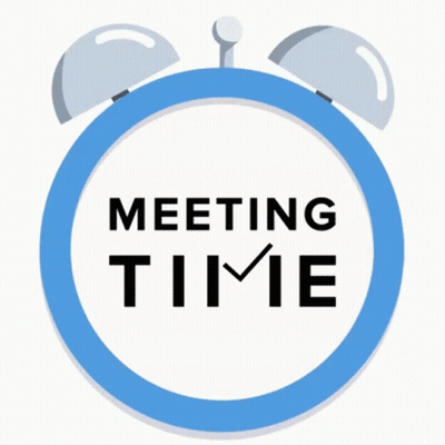 Blue Alarm Clock Saying Meeting Time GIF