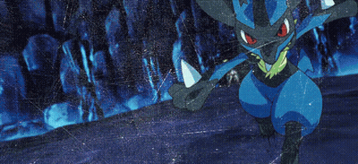 Blue And Black Cartoon Character With Red Eyes GIF