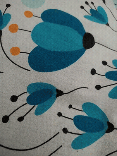 Blue And Black Flowers Fabric GIF