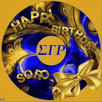 Blue And Gold Circle Happy Birthday Soho GIF