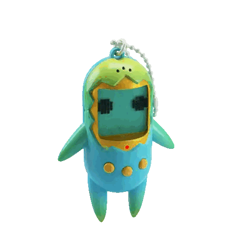 Blue And Green Fish-Shaped Toy With Screen Sticker
