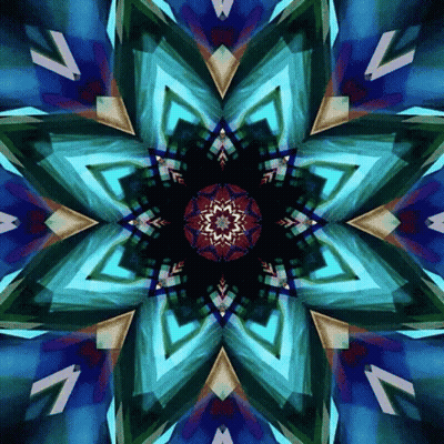 Blue And Green Geometric Kaleidoscope GIF