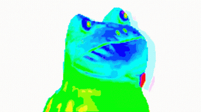 Blue And Green Pixel Art Frog Head GIF