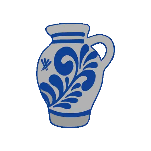 Blue And Grey Vase With Handle Sticker