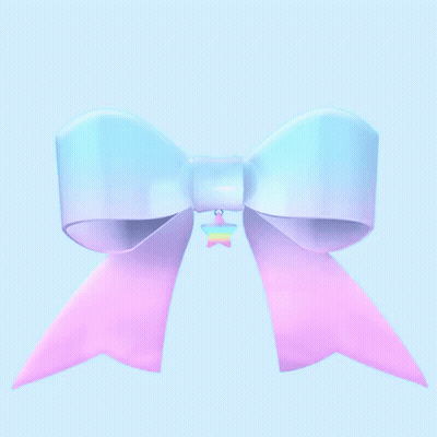 Blue And Pink Bow With Rainbow Pendant GIF