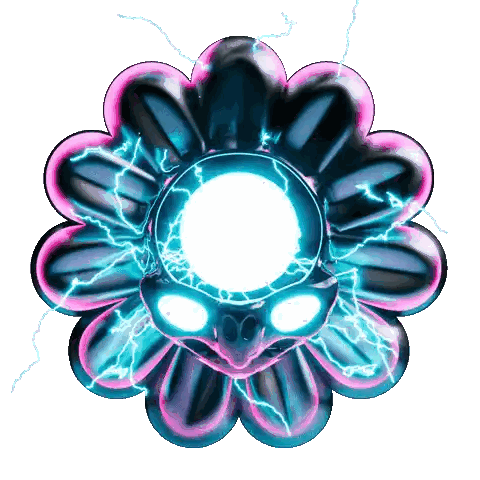 Blue And Pink Flower With Lightning Sticker
