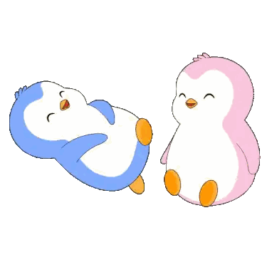 Blue And Pink Penguin Sitting Together Sticker
