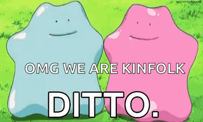 Blue And Pink Pokemon Standing Side By Side GIF