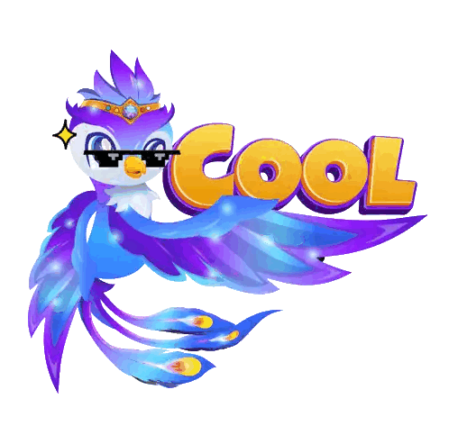 Blue And Purple Bird Wearing Sunglasses Sticker