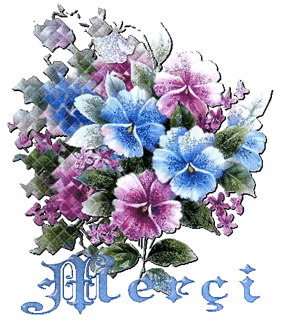 Blue And Purple Flower Bouquet Merci Sticker