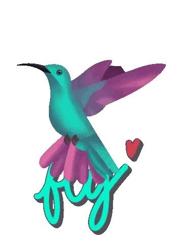 Blue And Purple Hummingbird Fly Heart Sticker