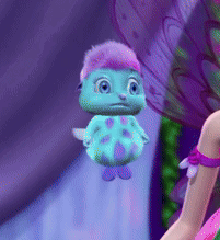 Blue And Purple Stuffed Animal Flying Near Fairy GIF
