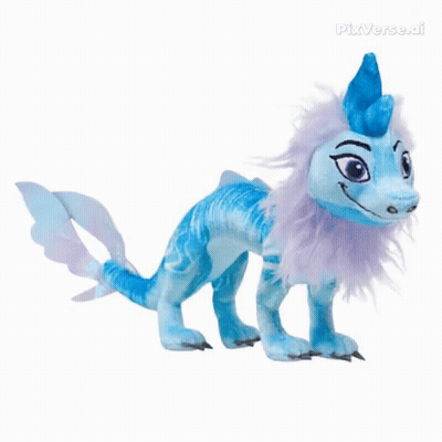 Blue And Purple Stuffed Animal With Purple Tail GIF