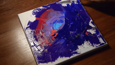 Blue and Red Circle Painting