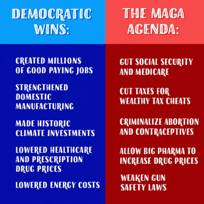 Blue And Red Democratic Wins MAGA Agenda Poster GIF